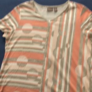 Chicos Peach Gray T shirt